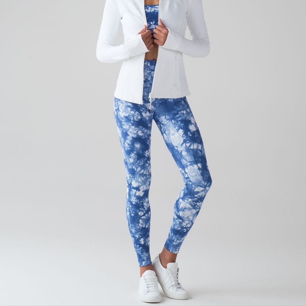 Sz 10 Lululemon Wunder Under HR Tights Shibori Varsity Blue Leggings
